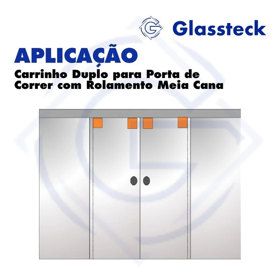 Carrinho Duplo para Porta de Correr com Rolamento Meia Cana -2