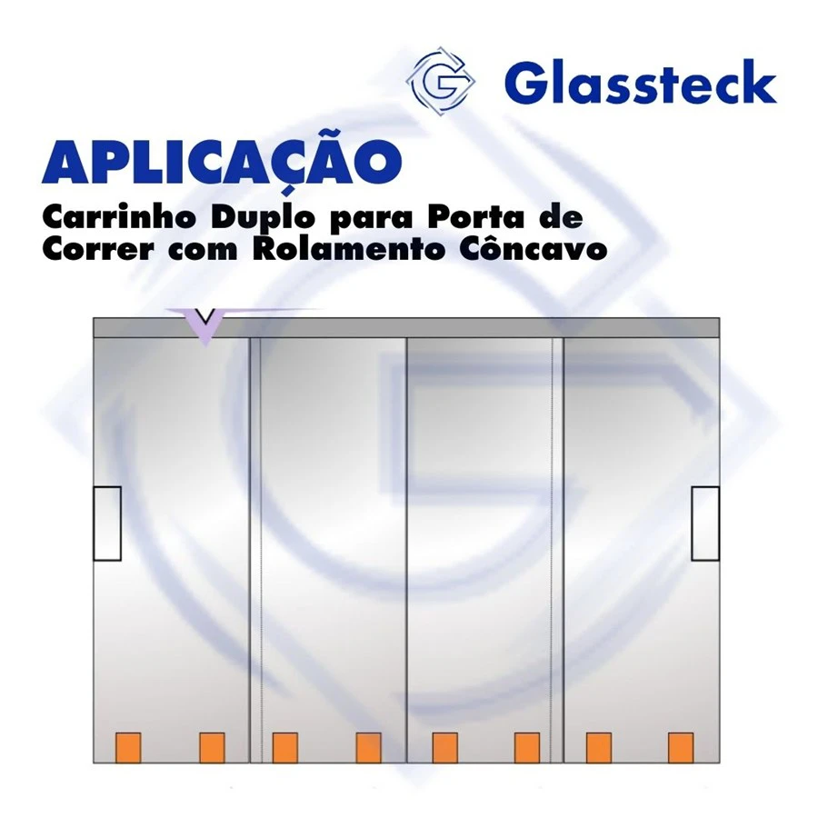 Carrinho Duplo para Porta de Correr com Rolamento Côncavo -2