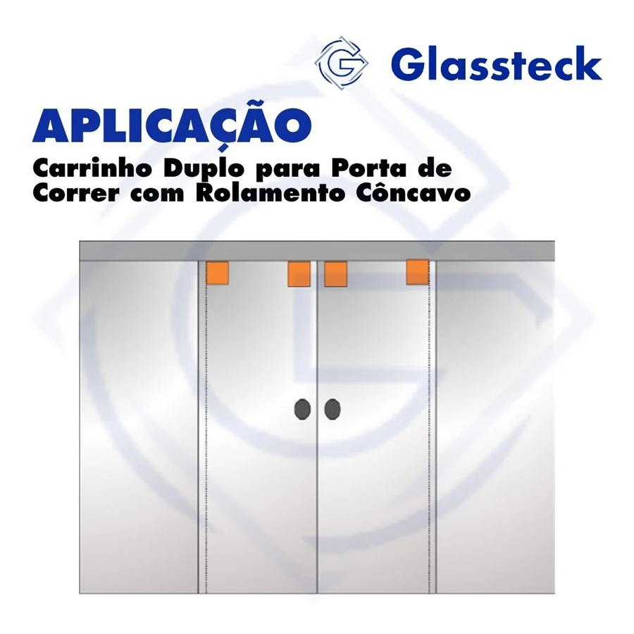 Carrinho Duplo para Porta de Correr com Rolamento Côncavo -2
