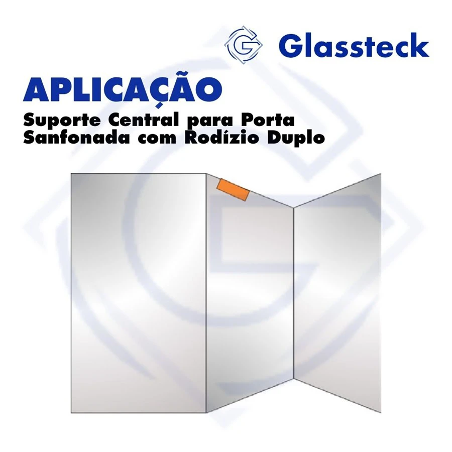 Suporte Central para Porta Sanfonada com Rodízio Duplo -2