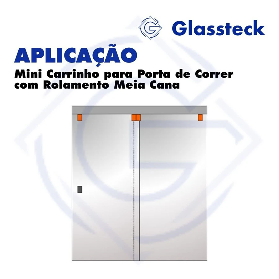 Mini Carrinho para Porta de Correr com Rolamento Meia Cana -2