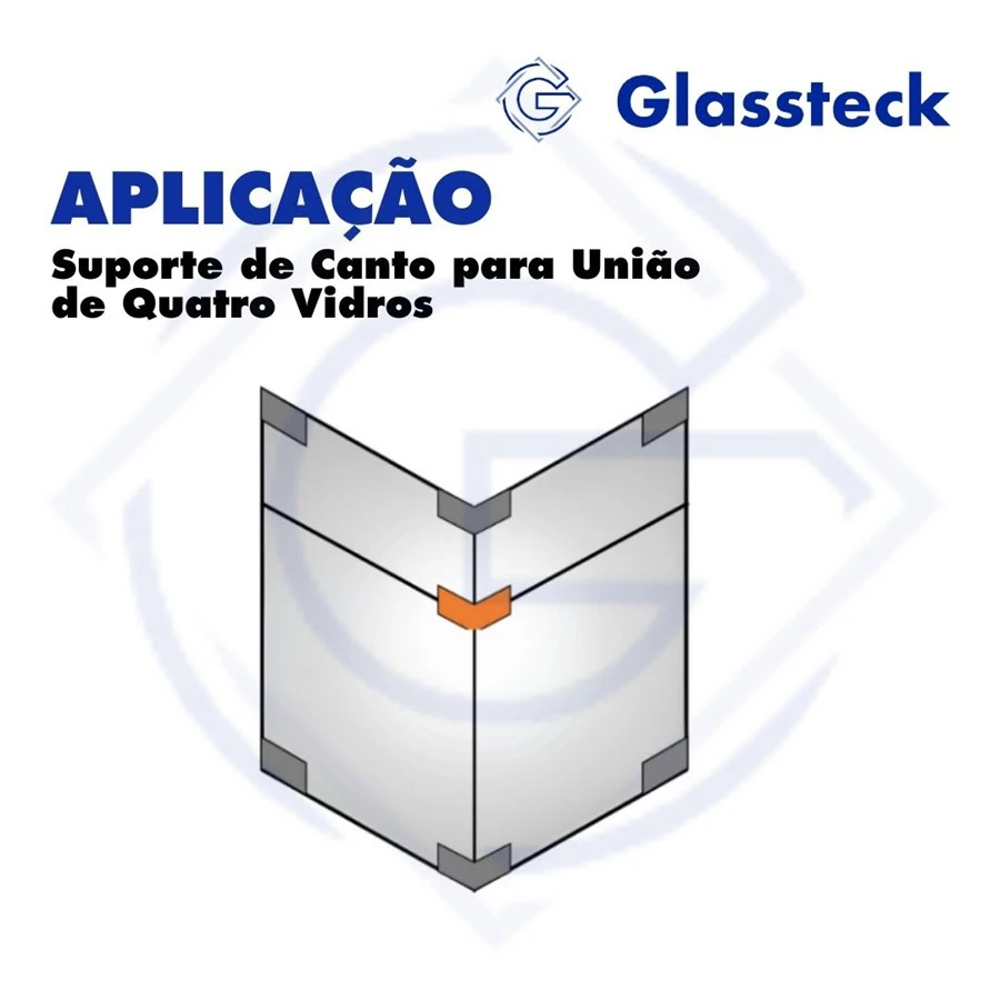Suporte de Canto para União de Quatro Vidros -2