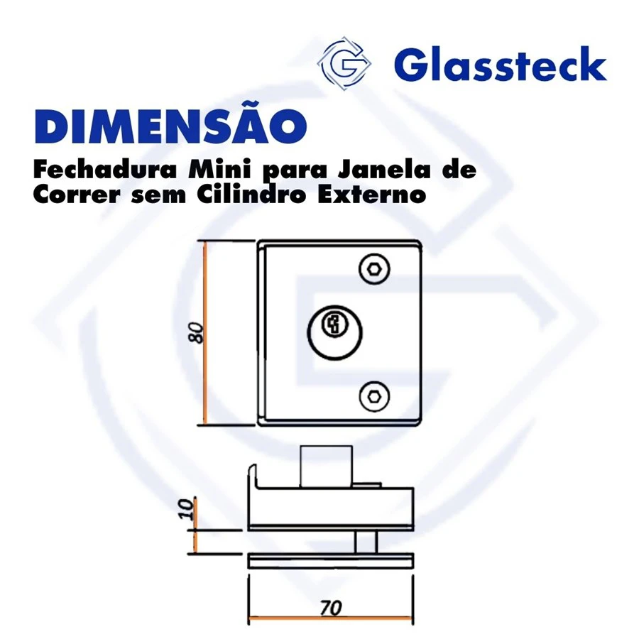Fechadura Mini para Janela de Correr sem Cilindro Externo -2