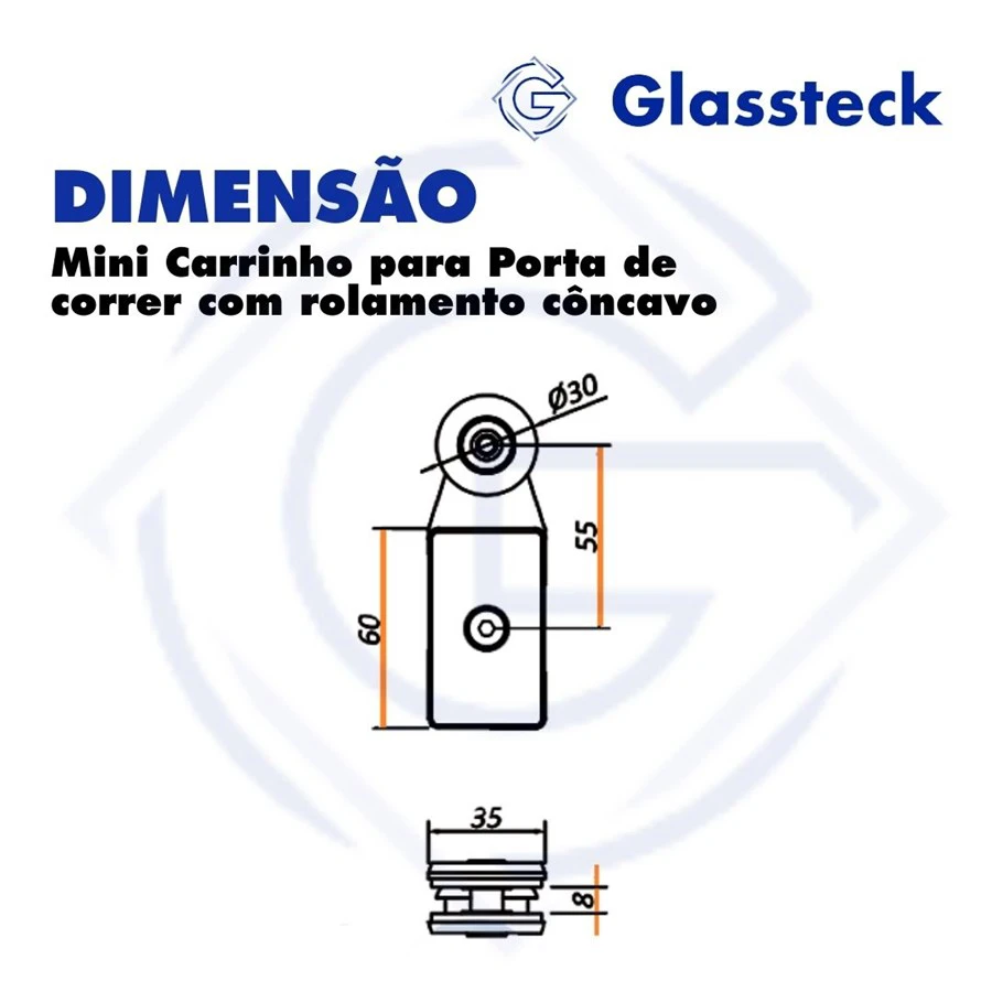 Mini Carrinho para Porta de correr com rolamento côncavo -2