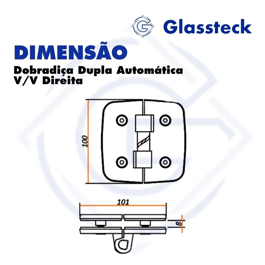Dobradiça Dupla Automática V/V Direita -2