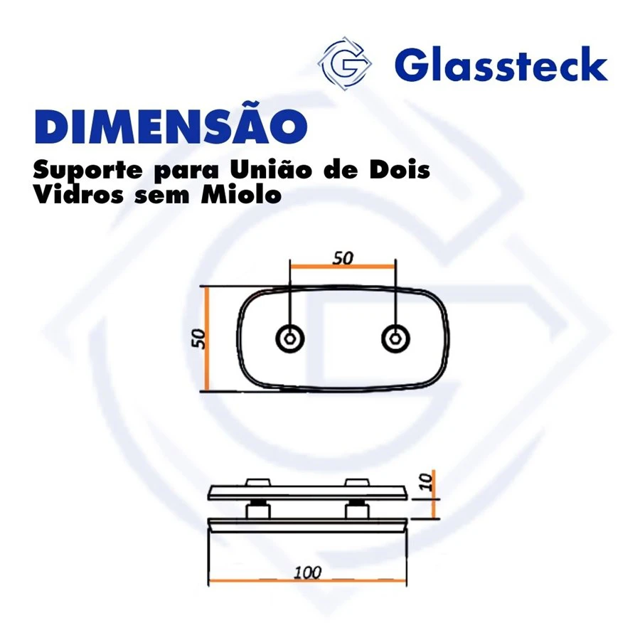 Suporte para União de Dois Vidros sem Miolo -2