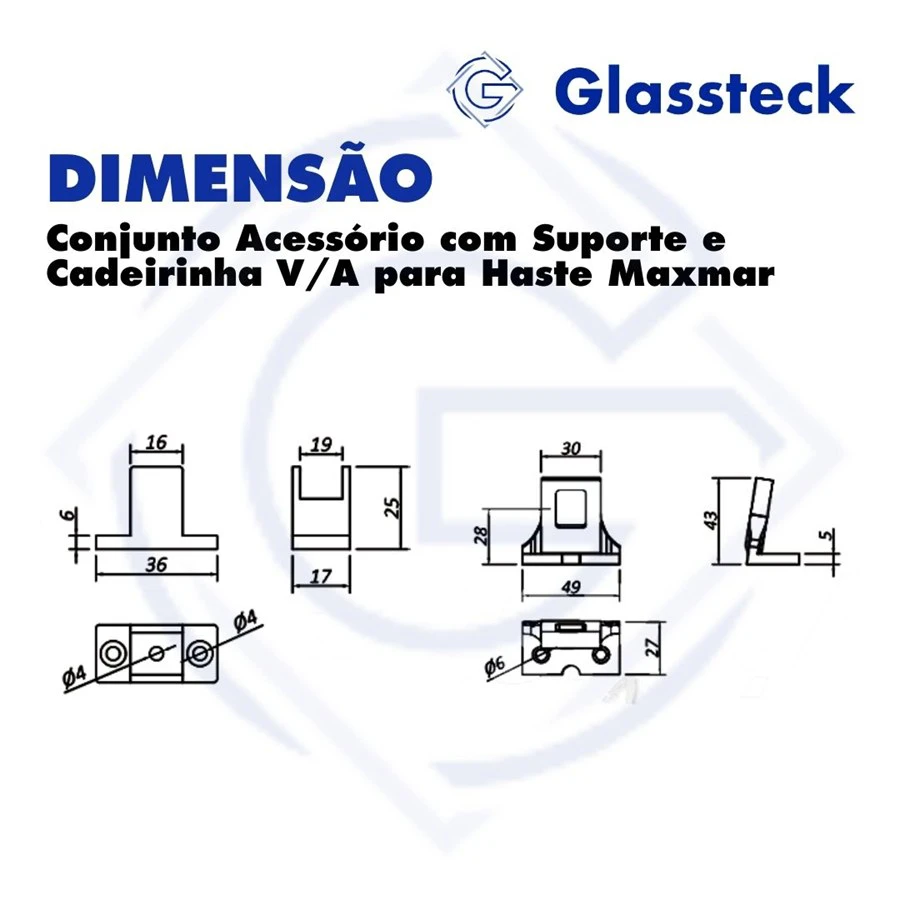 Conjunto Acessório com Suporte e Cadeirinha V/A para Haste Maxmar -2