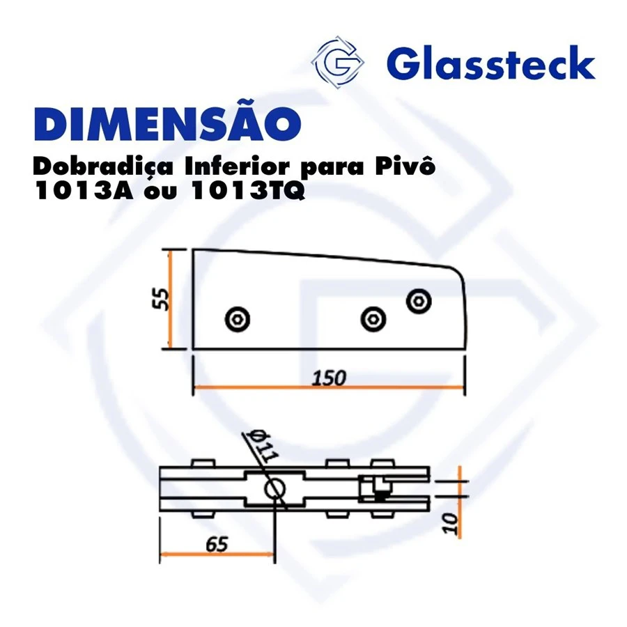 Dobradiça Inferior para Pivô 1013A ou 1013TQ -2