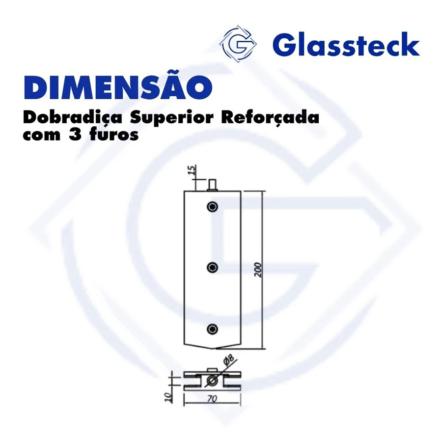 Dobradiça Superior Reforçada com 3 furos -2