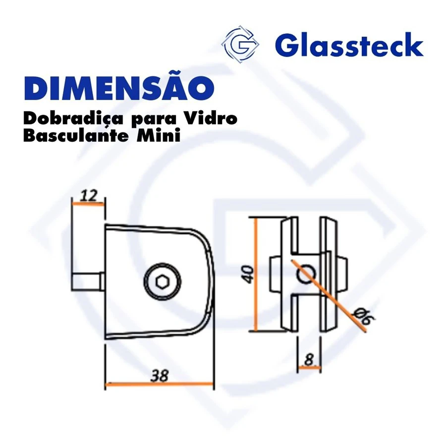 Dobradiça para Vidro Basculante Mini -2