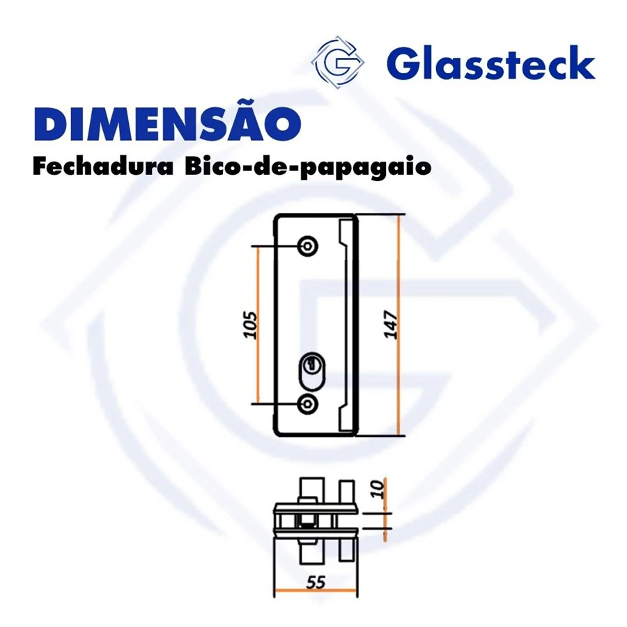 Cilindro da fechadura 1510 Oval para porta de correr -2