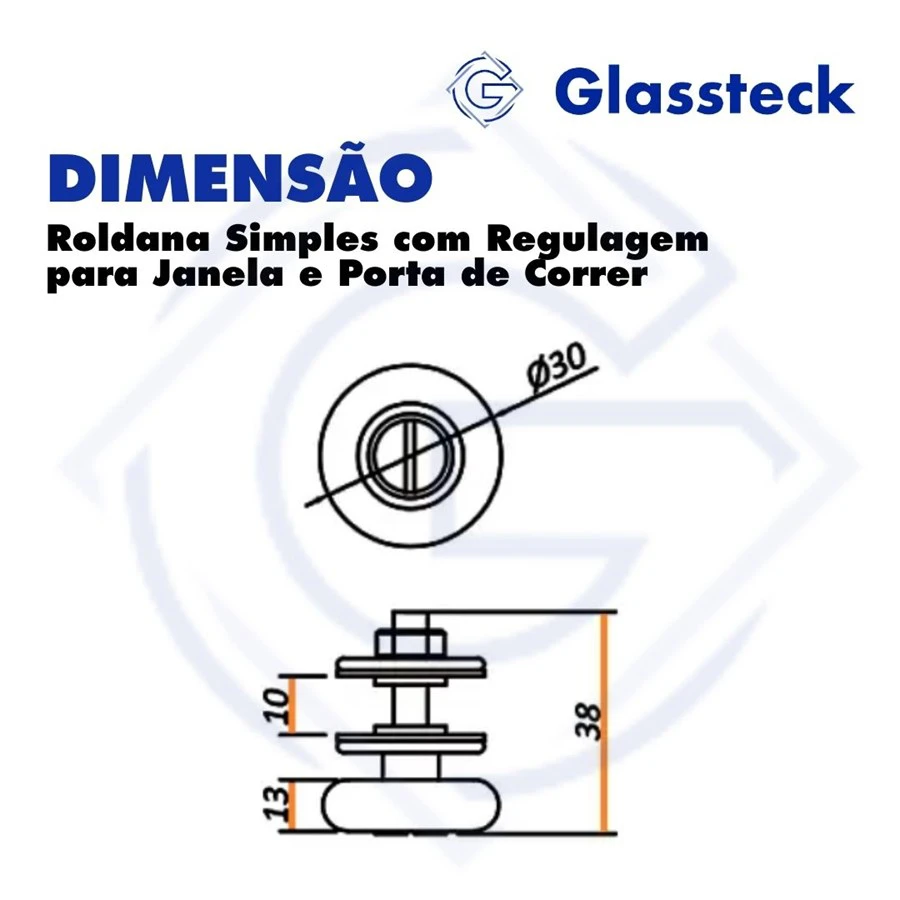 Roldana Simples com Regulagem para Janela e Porta de Correr -2