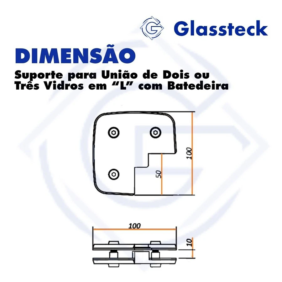 Suporte para União de Dois ou Três Vidros em “L” com Batedeira -2