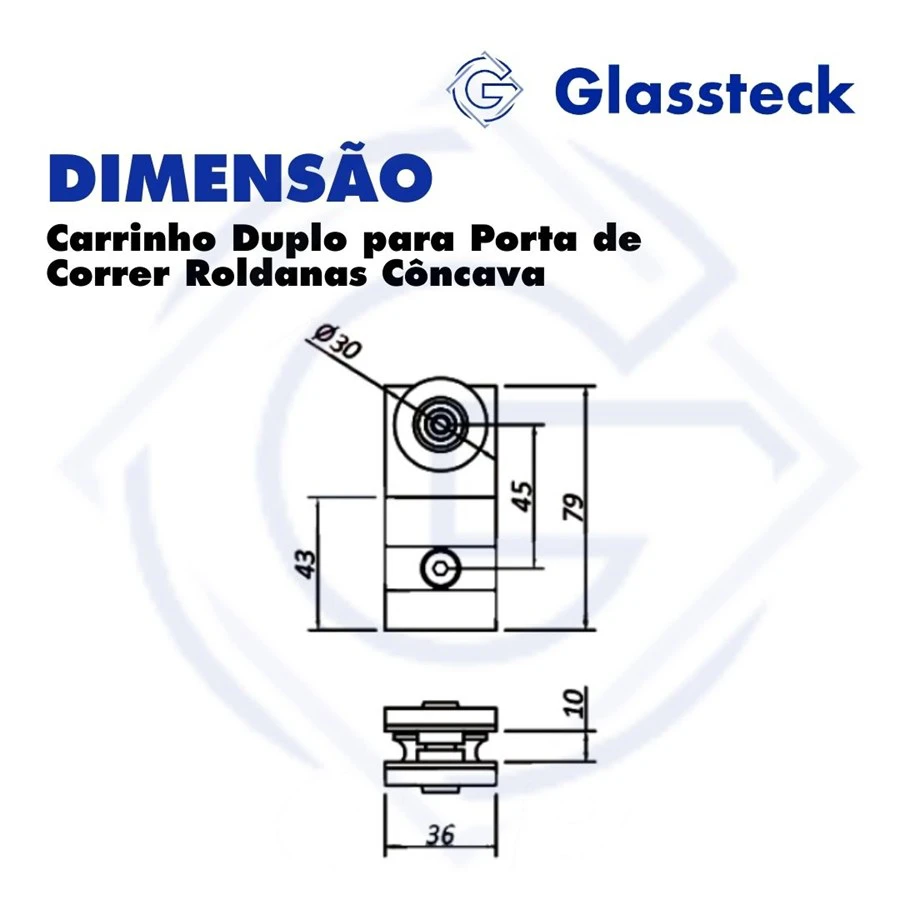 Carrinho Duplo para Porta de Correr Roldanas Côncava -2