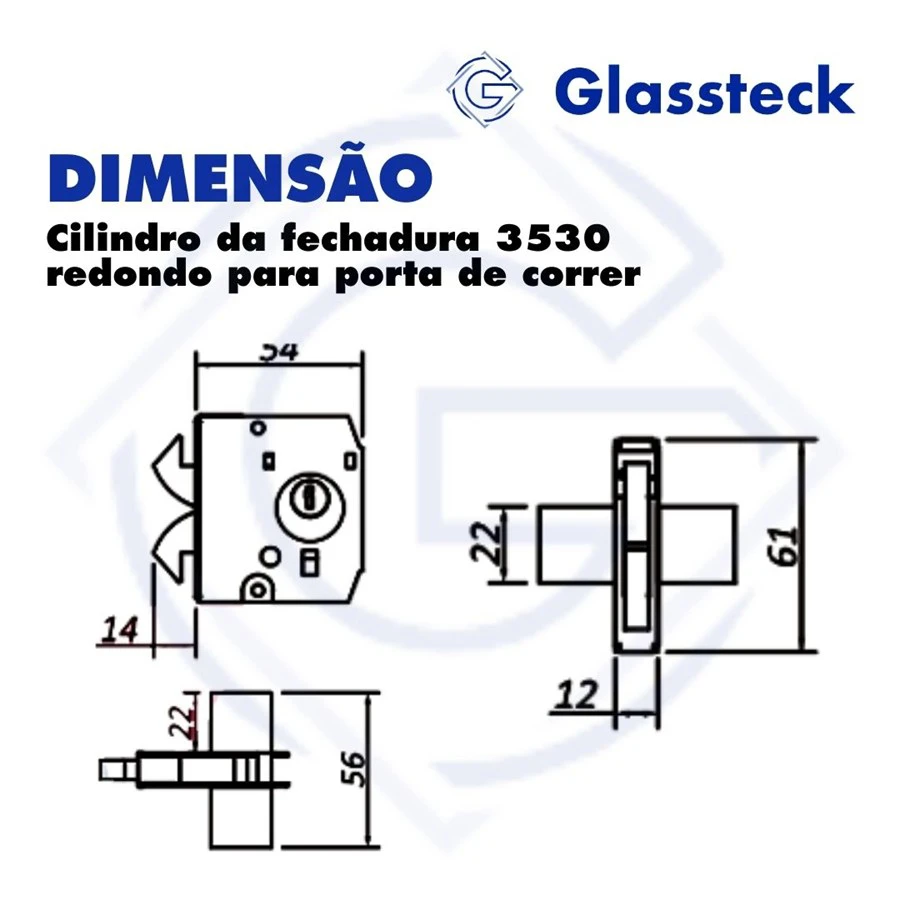 Cilindro da fechadura 3530 redondo para porta de correr -2
