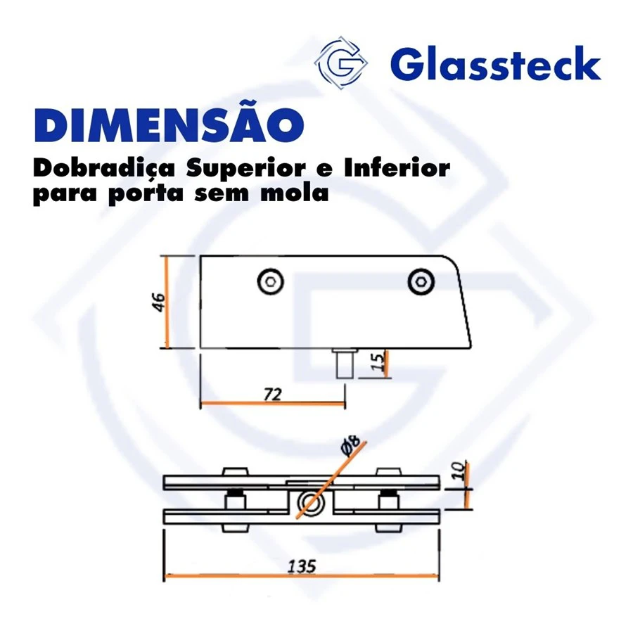 Dobradiça Superior e Inferior para porta sem mola -2