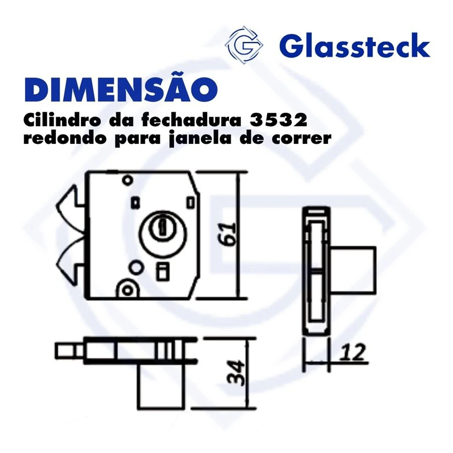 Cilindro da fechadura 3532 redondo para janela de correr -2