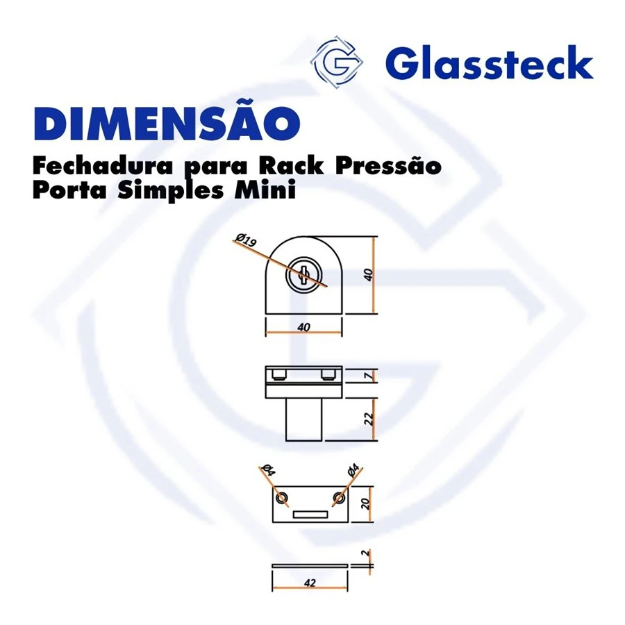 Fechadura para Rack Pressão Porta Simples Mini -2