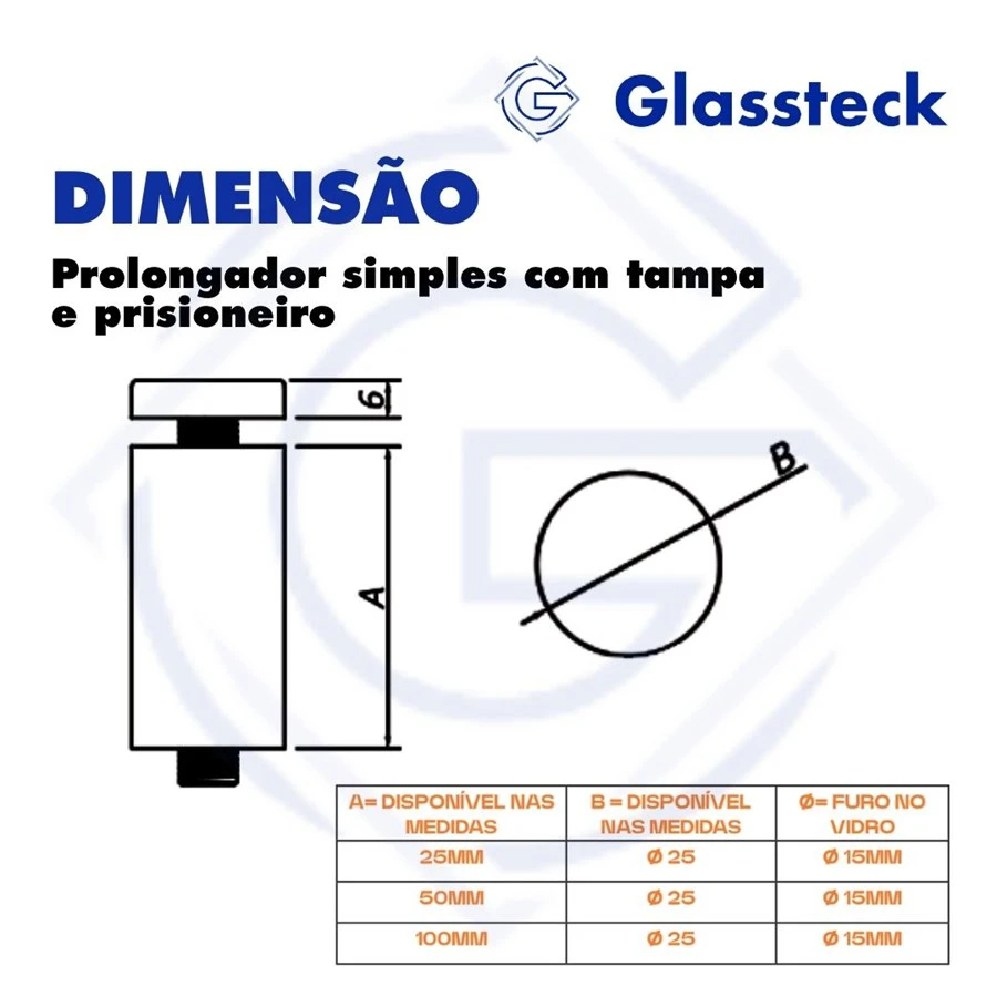 Prolongador simples com tampa e prisioneiro -2