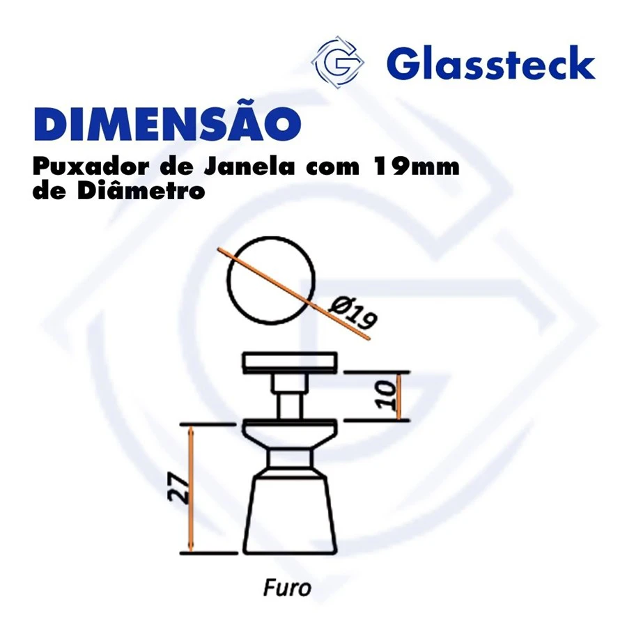 Puxador de Janela com 19mm de Diâmetro -2