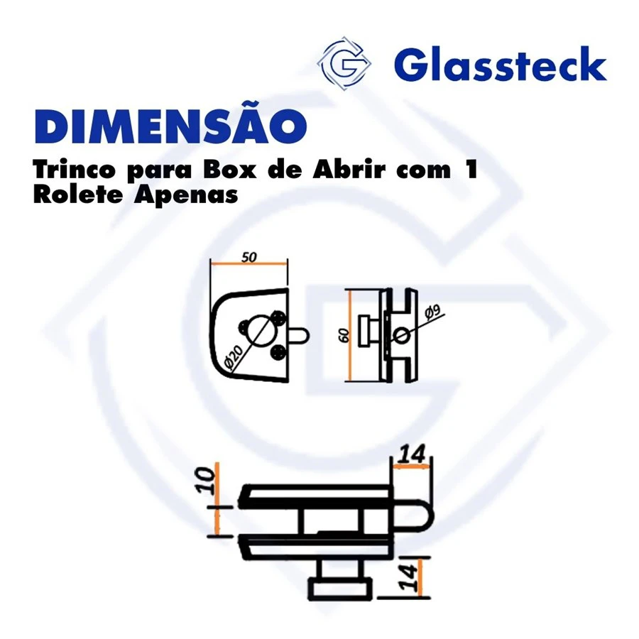 Trinco para Box de Abrir com 1 Rolete Apenas -2