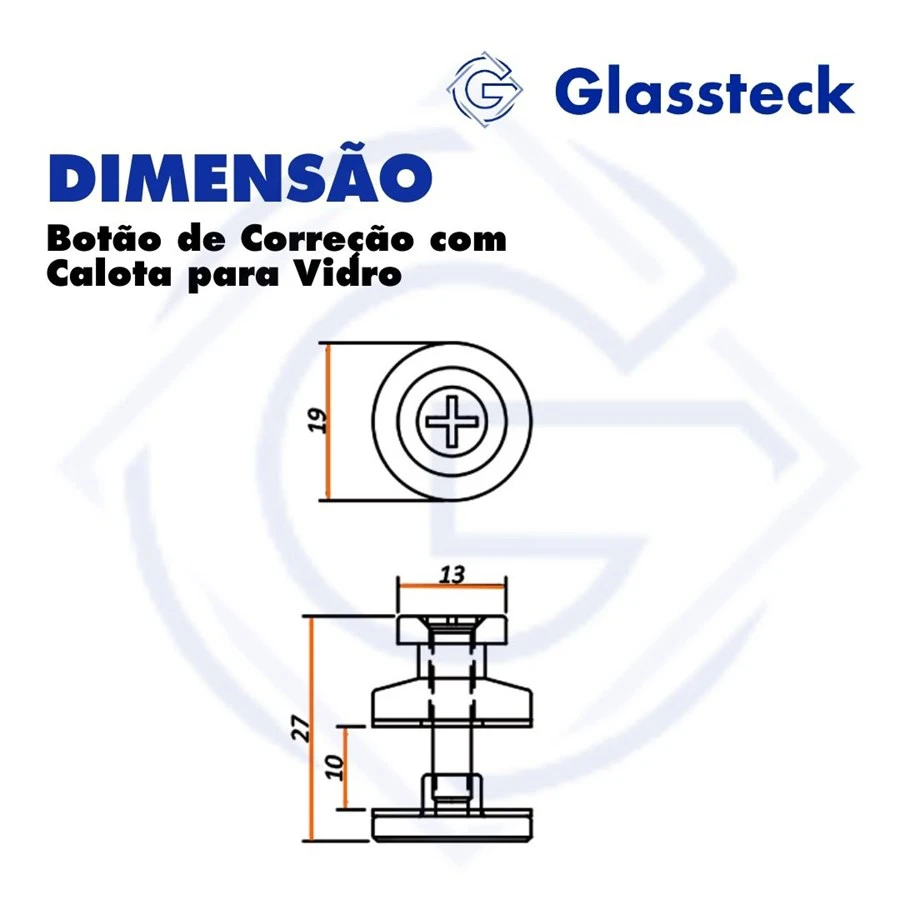 Botão de Correção com Calota para Vidro -2