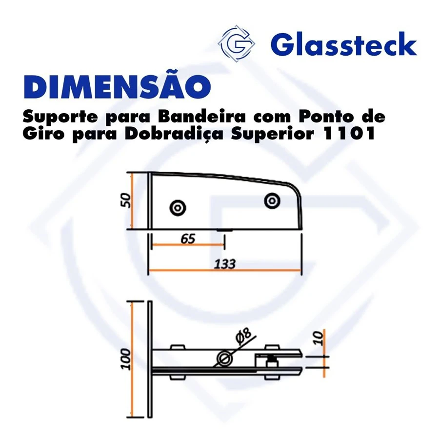 Suporte para Bandeira com Ponto de Giro para Dobradiça Superior 1101 -2