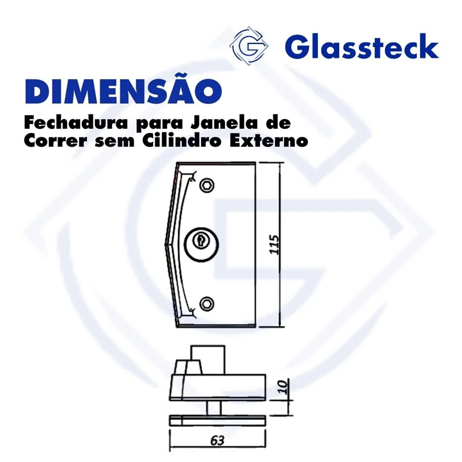 Fechadura para Janela de Correr sem Cilindro Externo -2