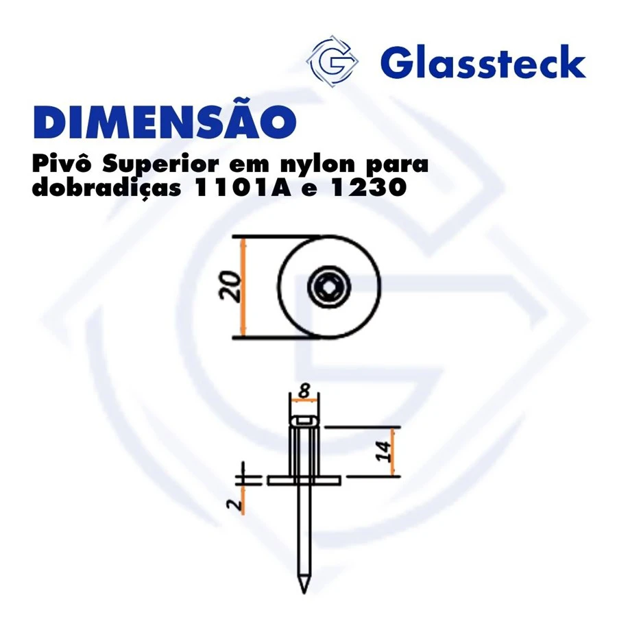 Pivô Superior em nylon para dobradiças 1101A e 1230 -2