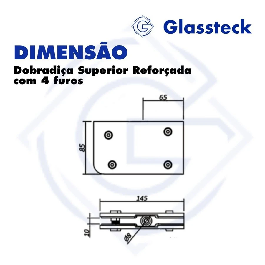 Dobradiça Superior Reforçada com 4 furos -2