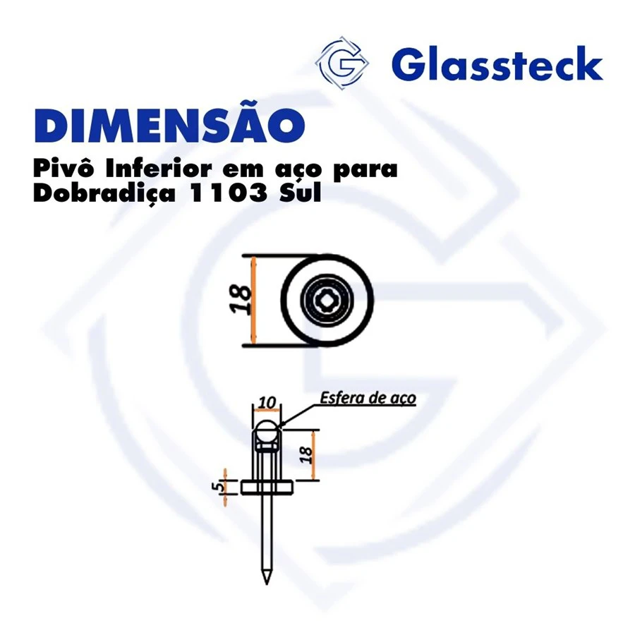 Pivô Inferior em aço para Dobradiça 1103TQ -2