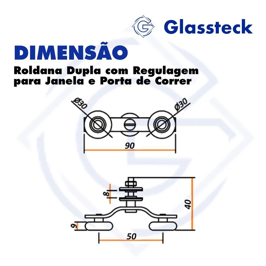 Roldana Dupla com Regulagem para Janela e Porta de Correr -2