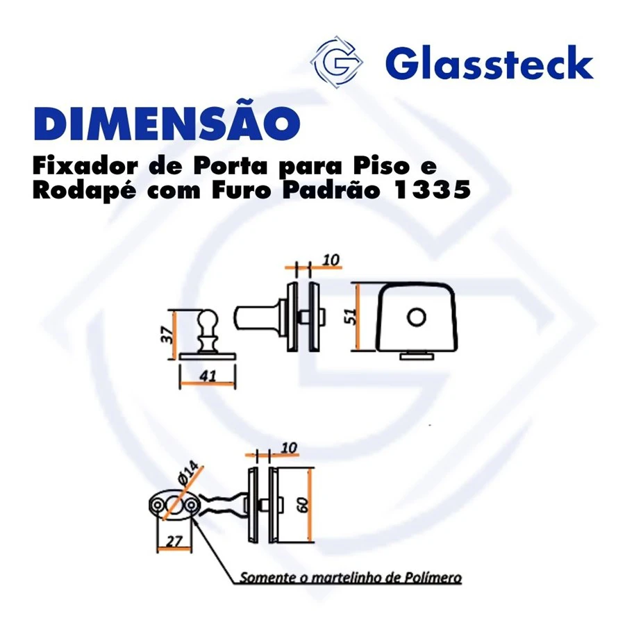 Fixador de Porta para Piso e Rodapé com Furo Padrão 1335 -2