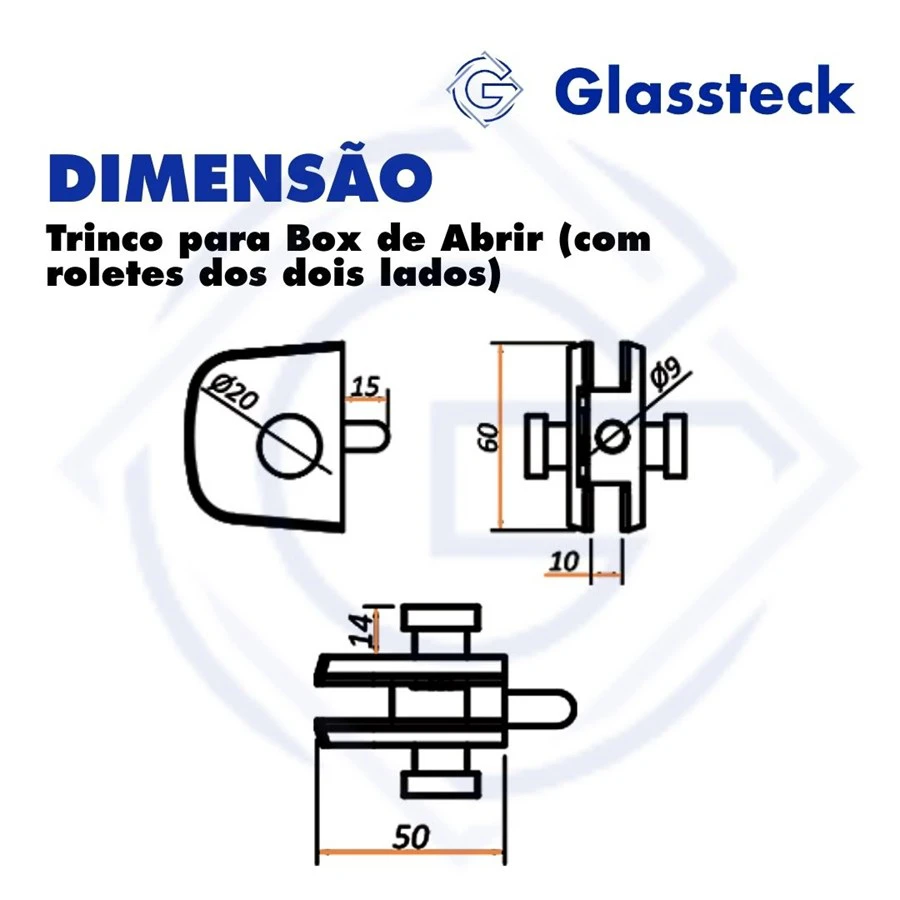 Trinco para Box de Abrir (com roletes dos dois lados) -2