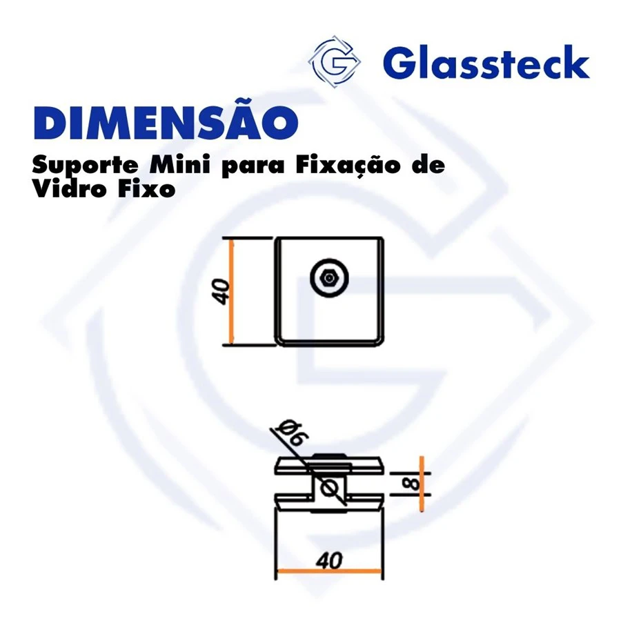 Suporte Mini para Fixação de Vidro Fixo -2