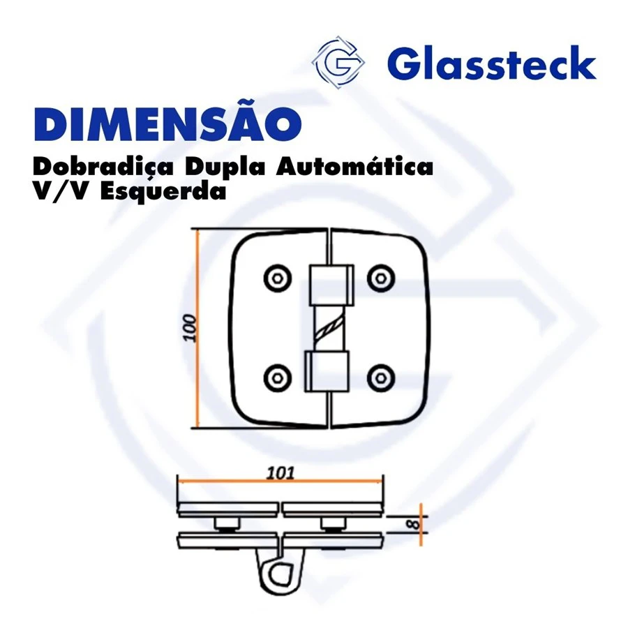 Dobradiça Dupla Automática V/V Esquerda -2