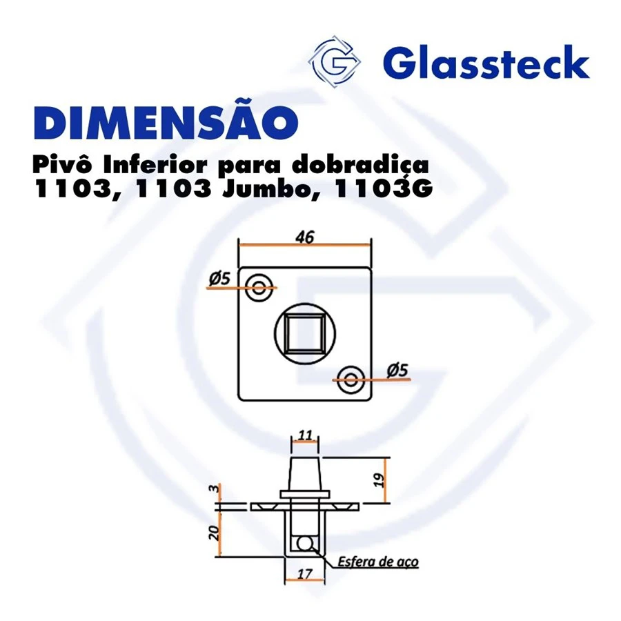 Pivô Inferior para dobradiça 1103, 1103 Jumbo, 1103G -2