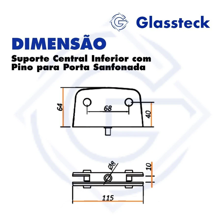 Suporte Central Inferior com Pino para Porta Sanfonada -2