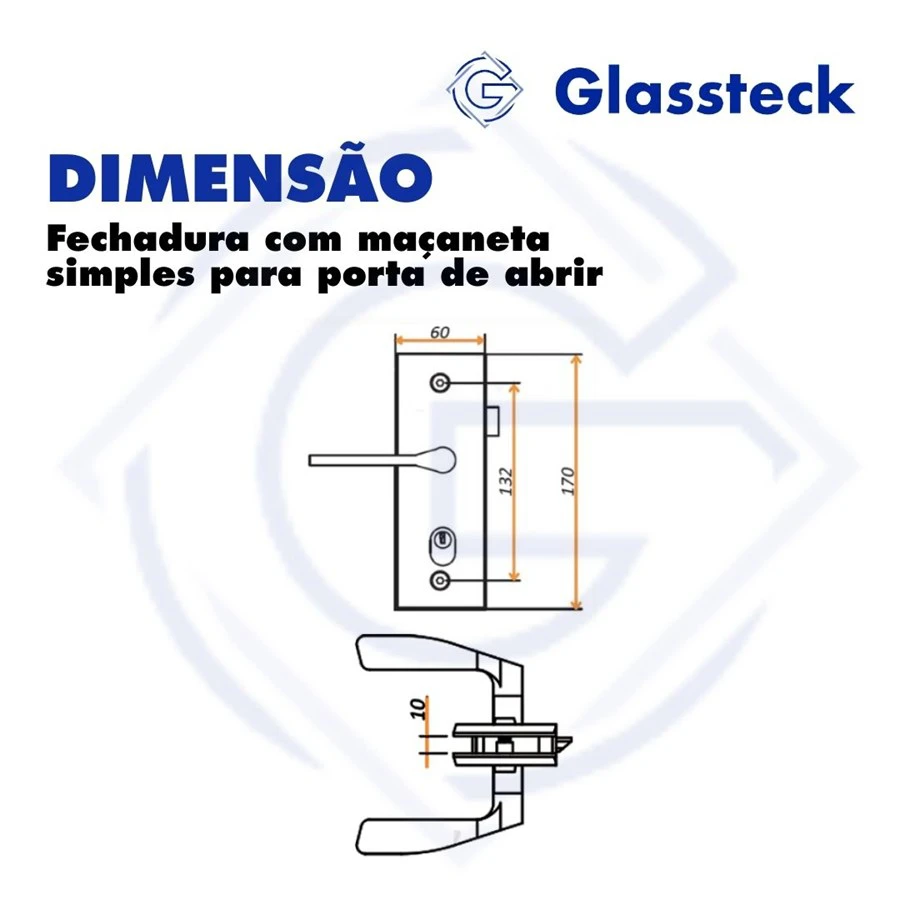 Fechadura com maçaneta simples para porta de abrir -2
