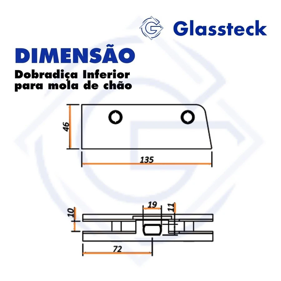 Dobradiça Inferior para mola de chão -2