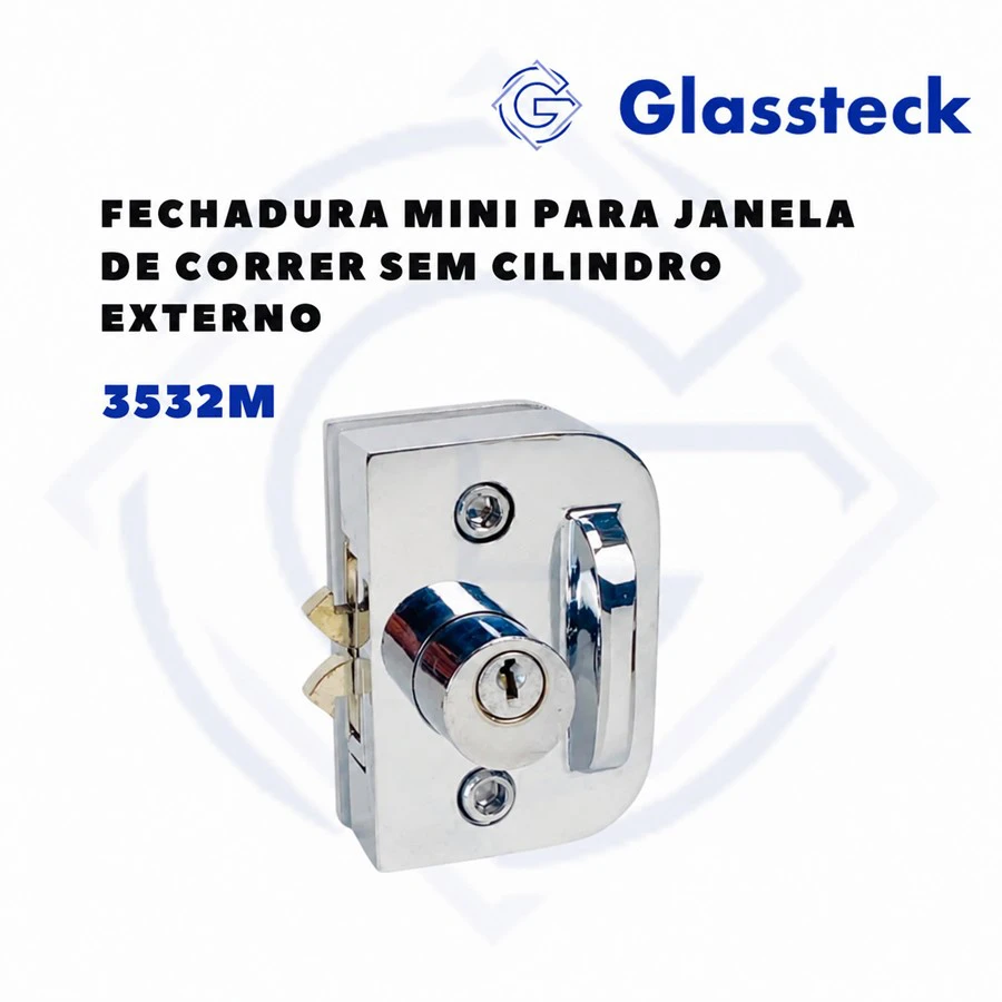 Fechadura Mini para Janela de Correr sem Cilindro Externo