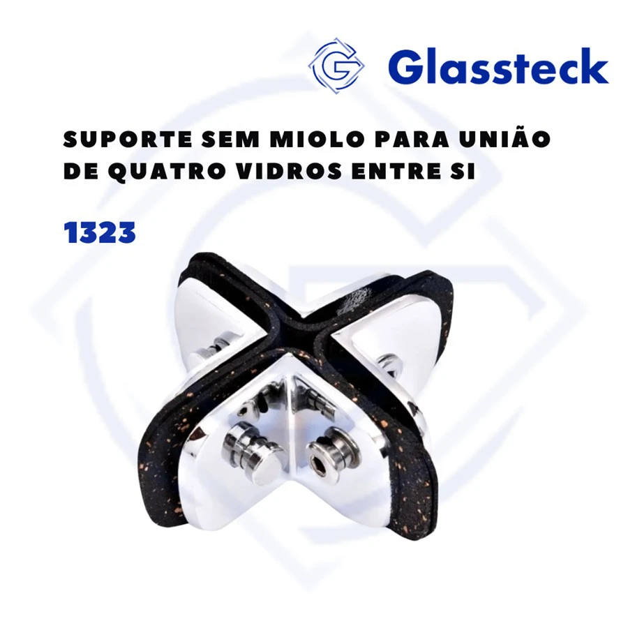 Suporte sem Miolo para União de Quatro Vidros Entre Si