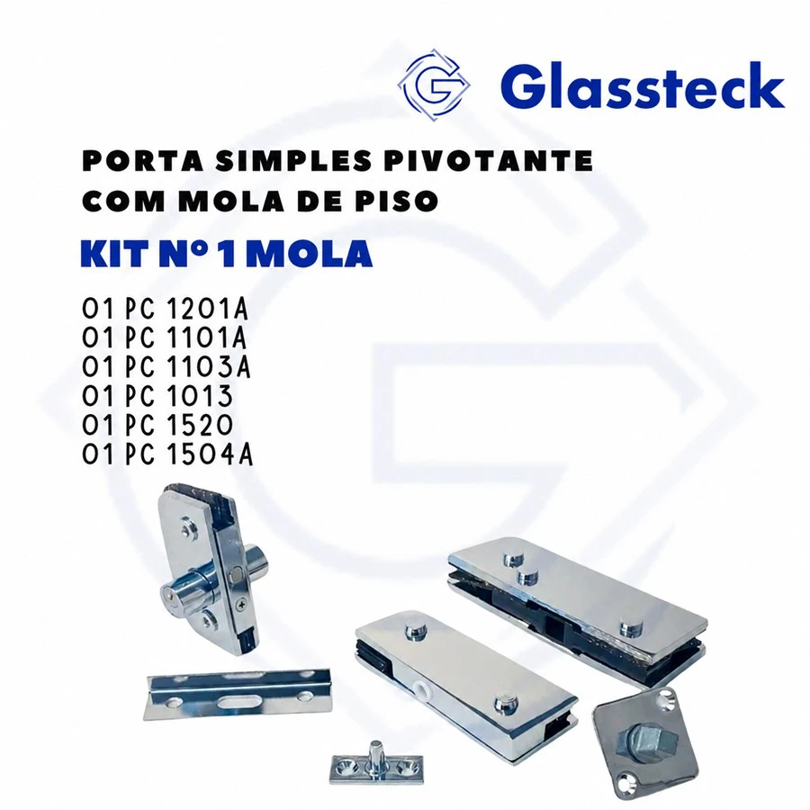 KIT Nº1 MOLA - PORTA SIMPLES PIVOTANTE COM MOLA DE PISO