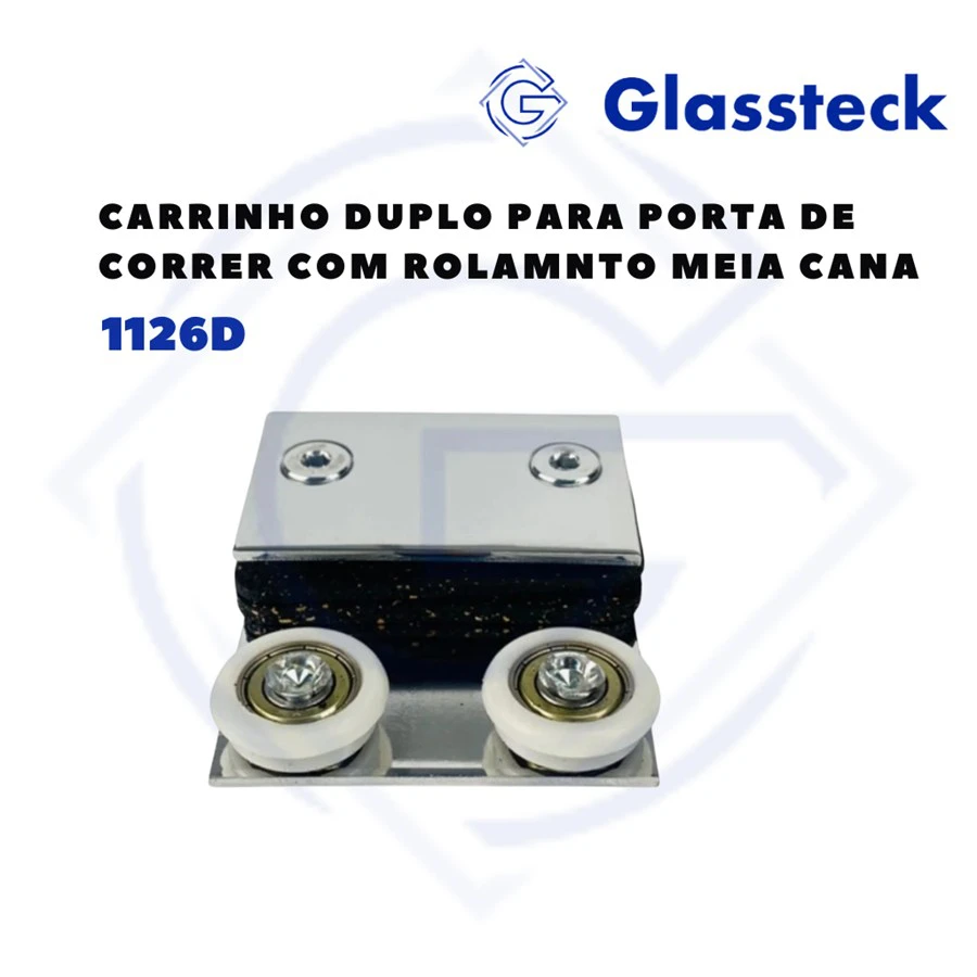 Carrinho Duplo para Porta de Correr com Rolamento Meia Cana
