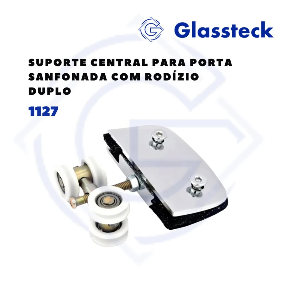 Suporte Central para Porta Sanfonada com Rodízio Duplo