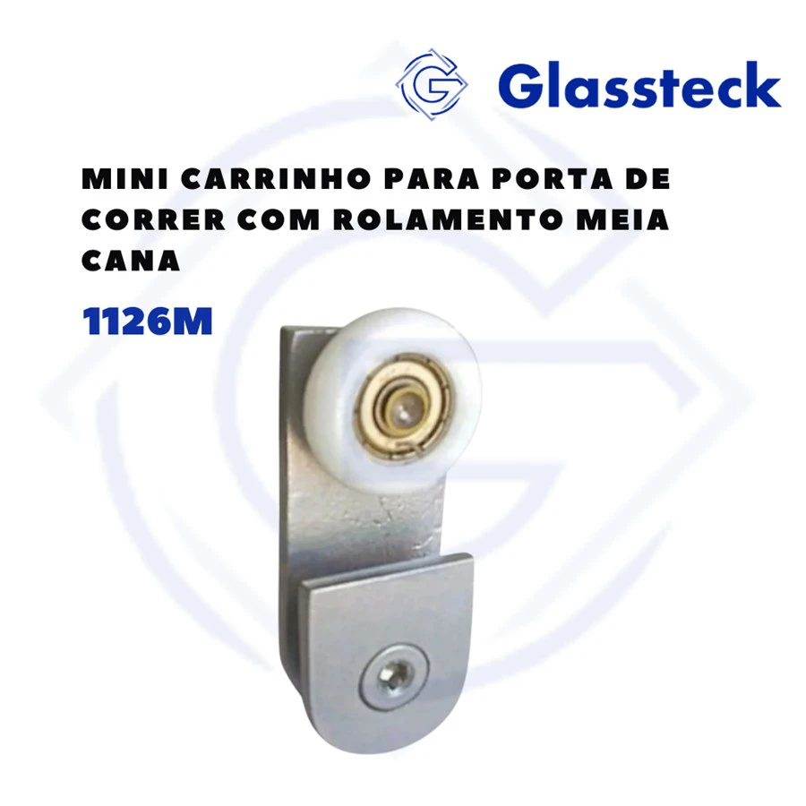 Mini Carrinho para Porta de Correr com Rolamento Meia Cana