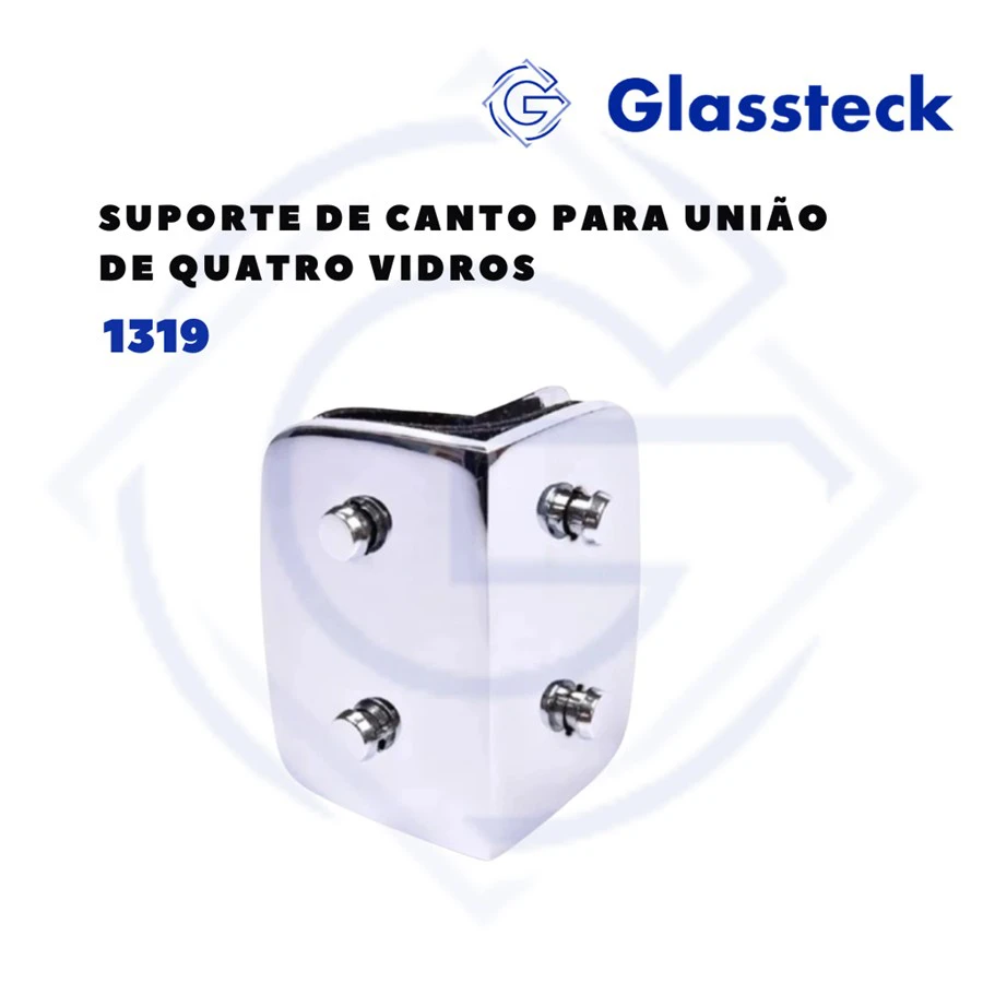 Suporte de Canto para União de Quatro Vidros