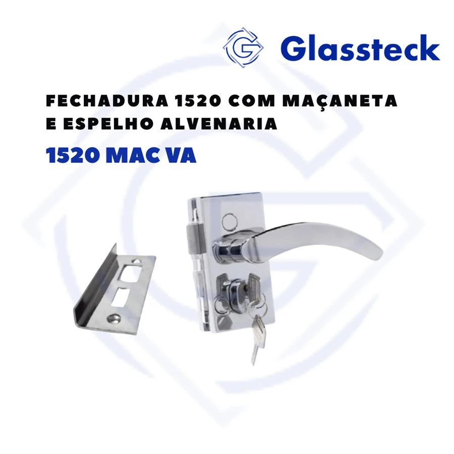 Fechadura 1520 com Maçaneta e Espelho Alvenaria