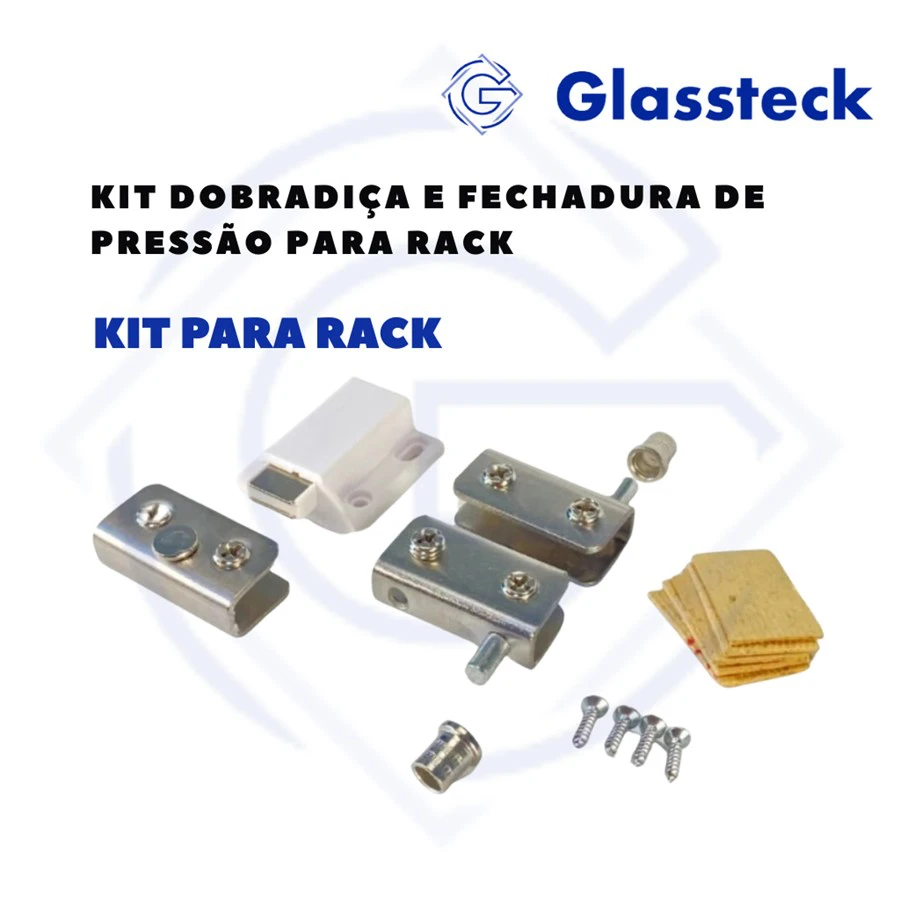 Kit dobradiça e fechadura de pressão para rack