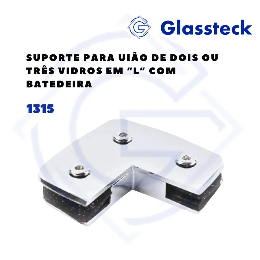 Suporte para União de Dois ou Três Vidros em “L” com Batedeira